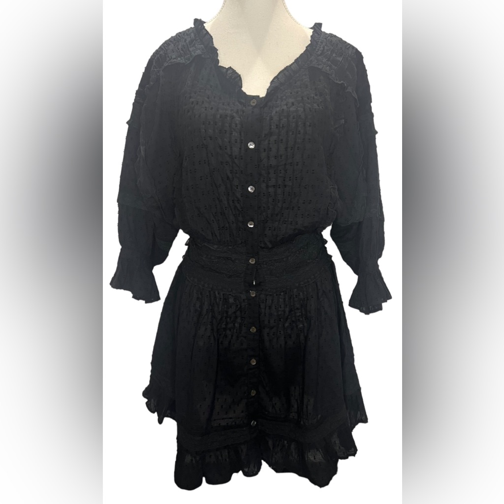Love Sam Boutique Black Eyelet Mini Dress | Size Small | Boho Chic! Retails $225
